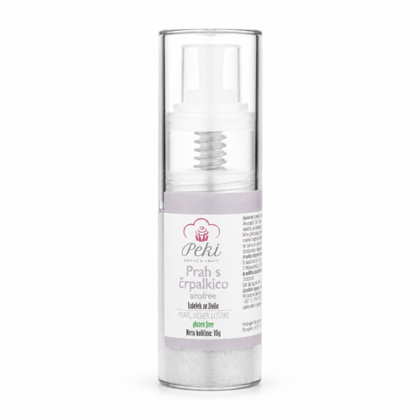 Prah Silver Lustre s črpalkico - z bleščicami