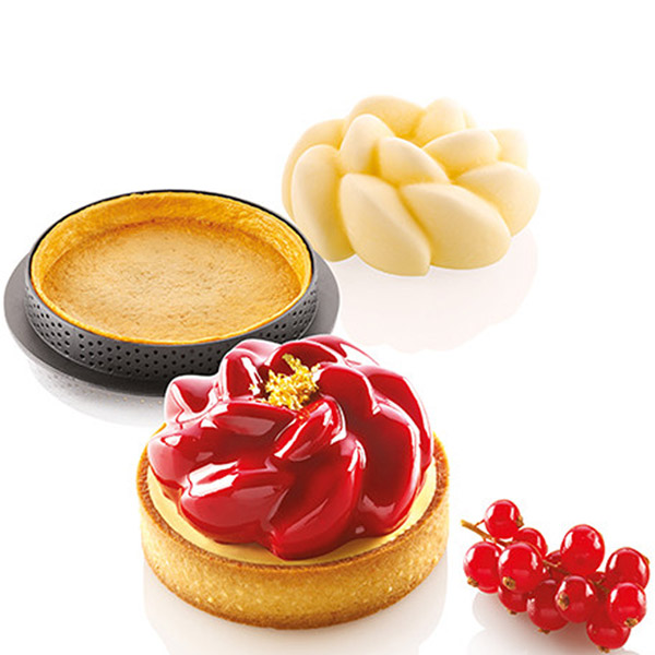 Komplet Tarte Ring Fleur 80 mm - za Mirrorglaze ali Semifreddo - Silikomart