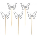 Cupcake topper Srebrni Metulji 12/1