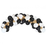 Girlanda iz balonov Belo - Zlato - Črna, 70 kos