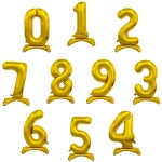 Samostoječi balon številka - Zlati, 74 cm