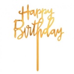 Tortni topper Happy Birthday Zlati - akril