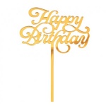 Tortni topper Happy Birthday Zlat 2 - akril
