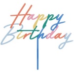 Tortni topper Happy Birthday pisani - akril